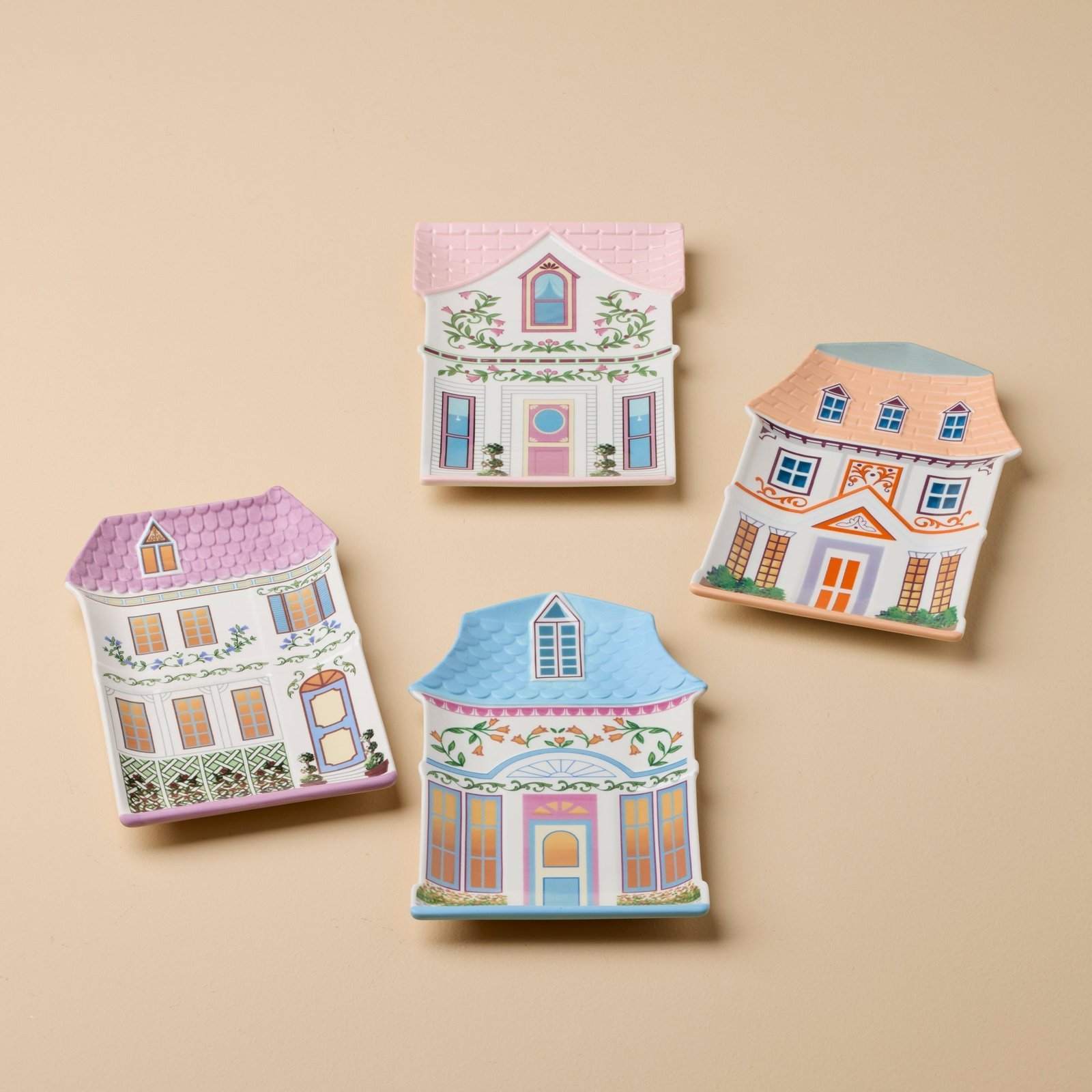 Lenox Village House Accent Plates – Set of 4