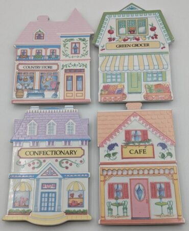 Lenox 1992 Spice Village Trivets Fine Porcelain Set Of 4 Pot Holders Vintage