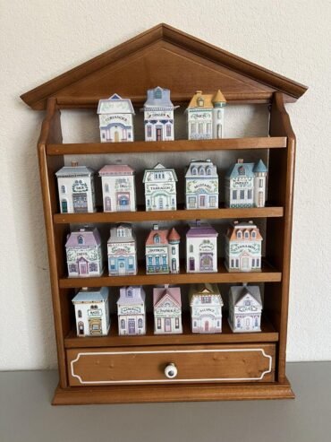 Lenox Spice Village Set Vintage 1989 Spice Jar Houses (18 Jars) with Rack