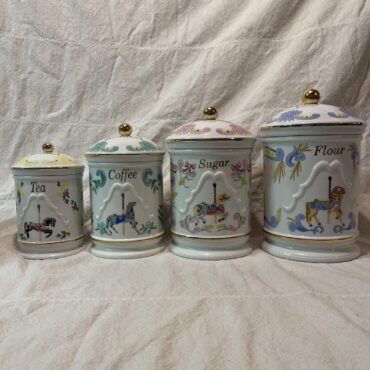 LENOX The Carousel Canister Set of 4 Flour Sugar Coffee Tea Vintage 1995