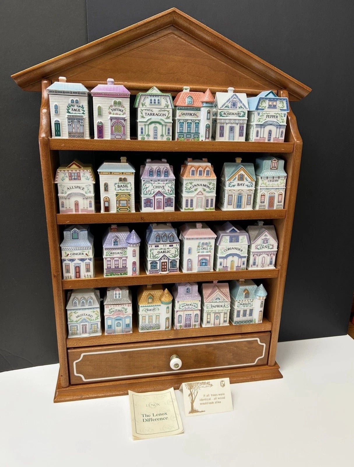 Lenox Spice Village Set Complete Vintage 1989 W/24 Spice Cottages & Rack - Image 7