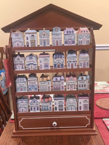 Vintage 1989 Lenox Spice Village Spice Jar Complete Set of 24 Houses with Rack