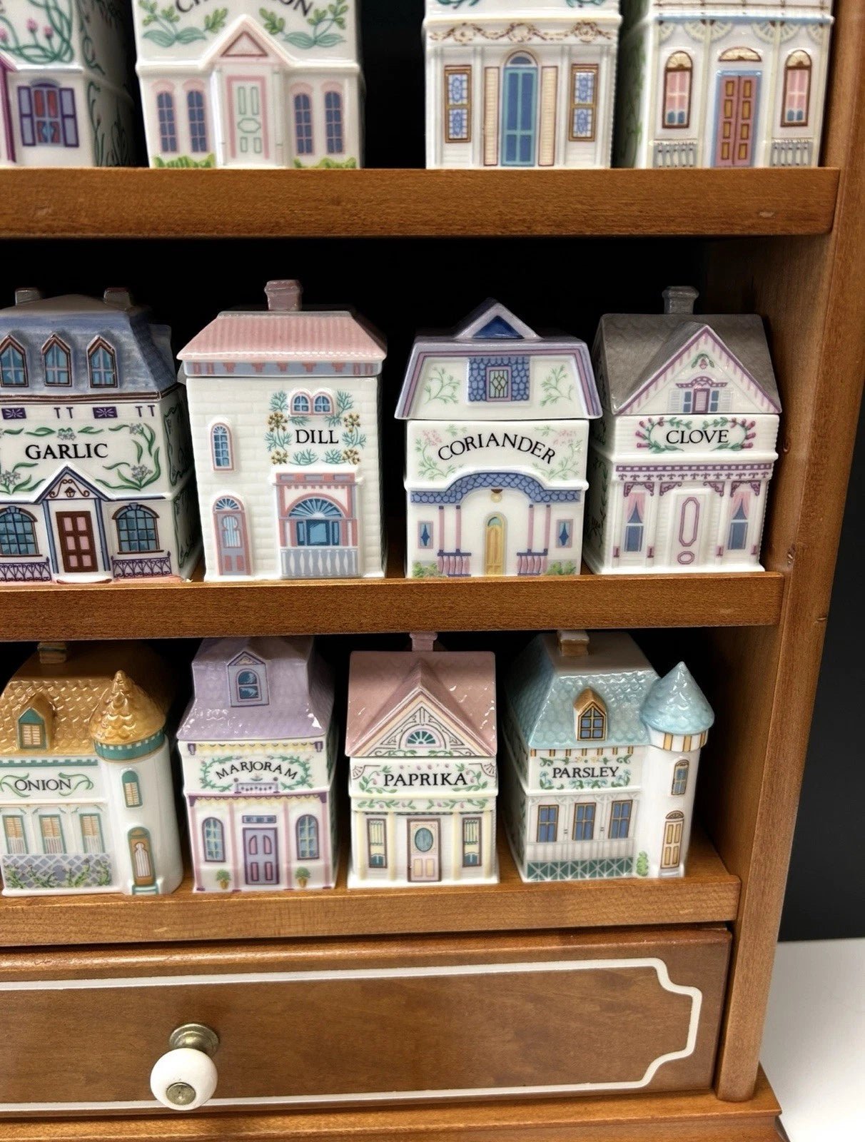 Lenox Spice Village Set Complete Vintage 1989 W/24 Spice Cottages & Rack - Image 4