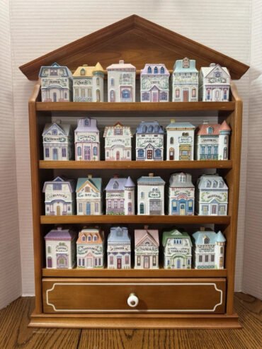 Vintage Lenox Spice Village 1989 Complete Set w/Wood House Rack All 24 Jars COA