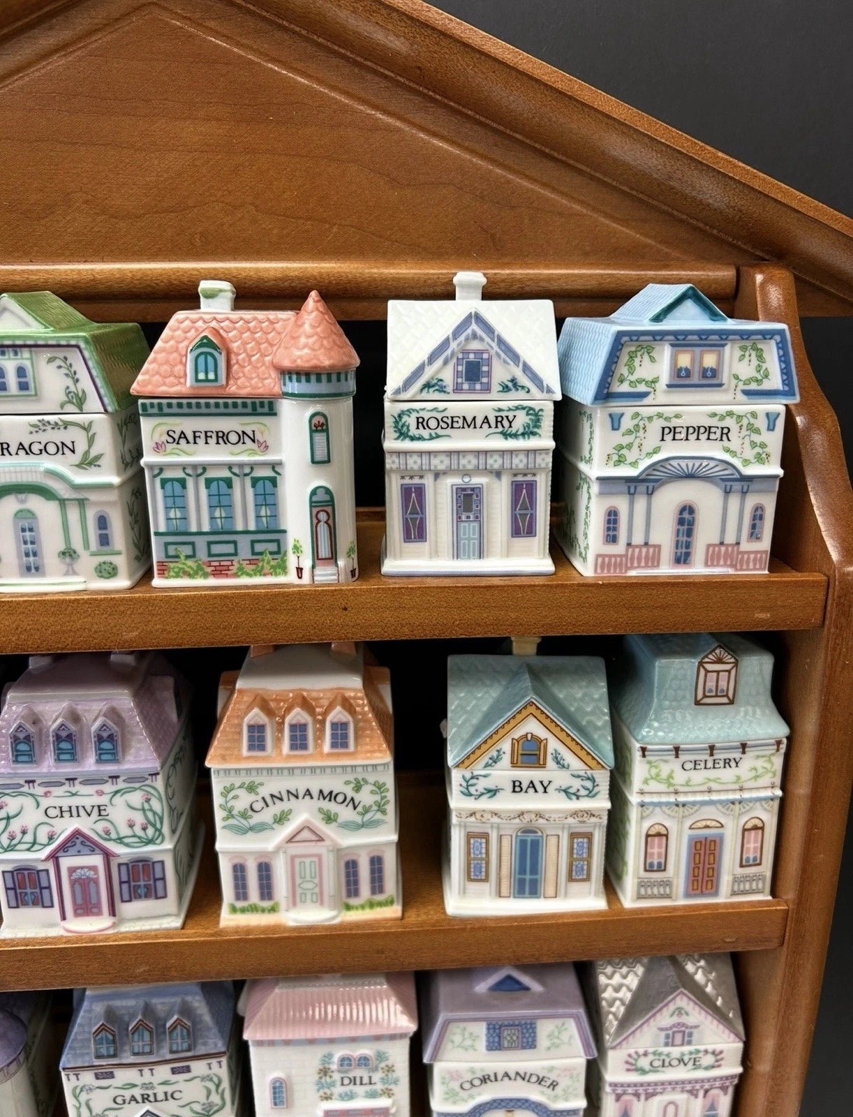 Lenox Spice Village Set Complete Vintage 1989 W/24 Spice Cottages & Rack - Image 3